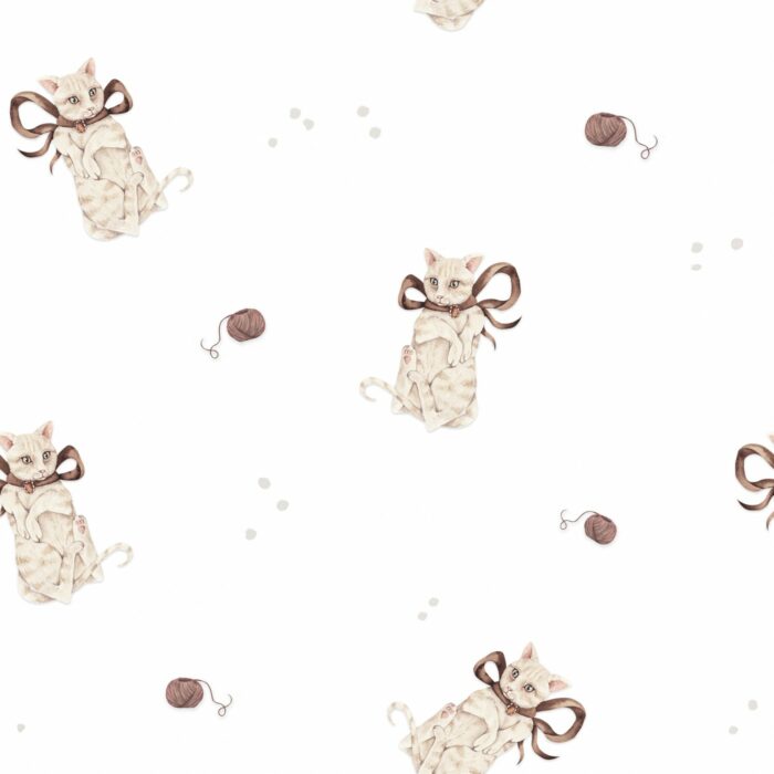 Tissu Imprimé Petits Chats Mignons Pelote, 7 tissus au choix