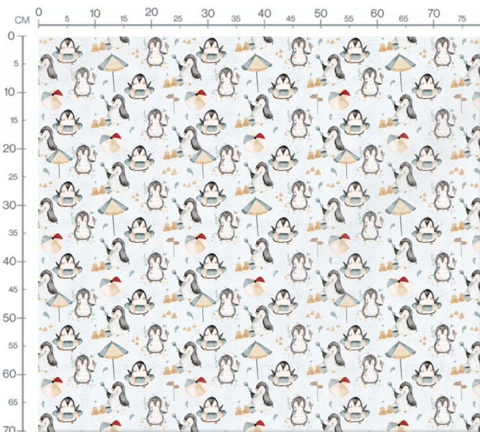 Tissu Imprimé Pingouin Adorable Plage, 7 tissus au choix – Image 3