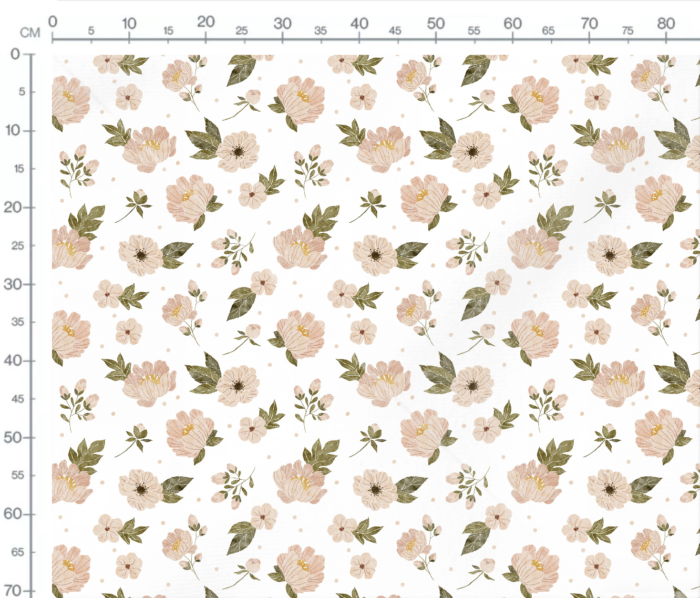 Tissu Imprimé Pivoines Blanc, 7 tissus au choix – Image 3