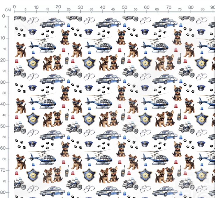 Tissu Exclusif Police Chiens Blanc, 7 tissus au choix – Image 3