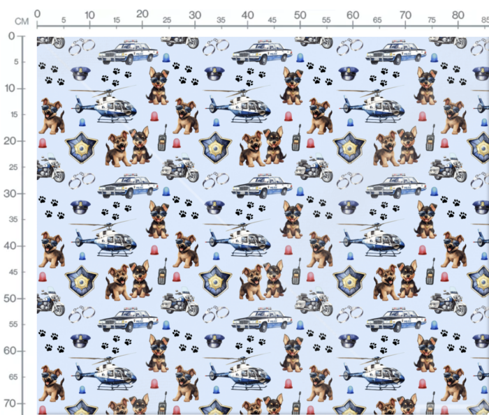 Tissu Exclusif Police Chiens Bleu, 7 tissus au choix – Image 3