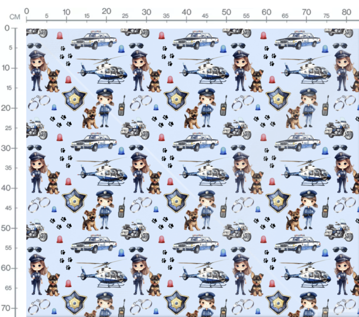 Tissu Exclusif Police Fille Bleu, 7 tissus au choix – Image 3