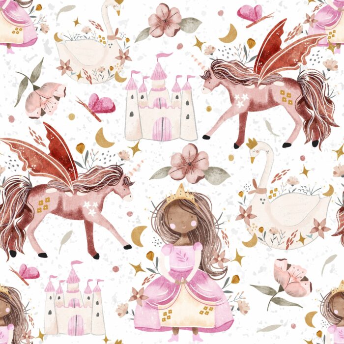 Tissu Imprimé Princesse Magique, 7 tissus au choix
