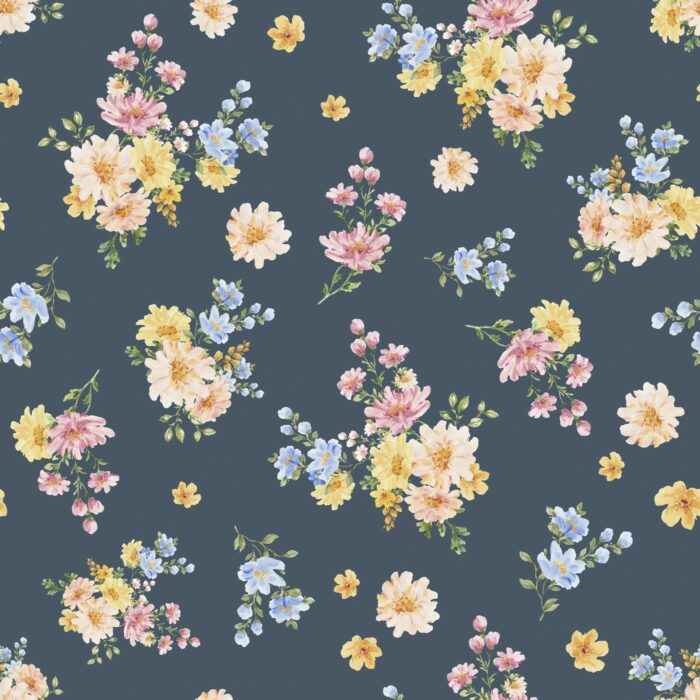Tissu Imprimé Printemps Fleuri Bleu, 7 tissus au choix