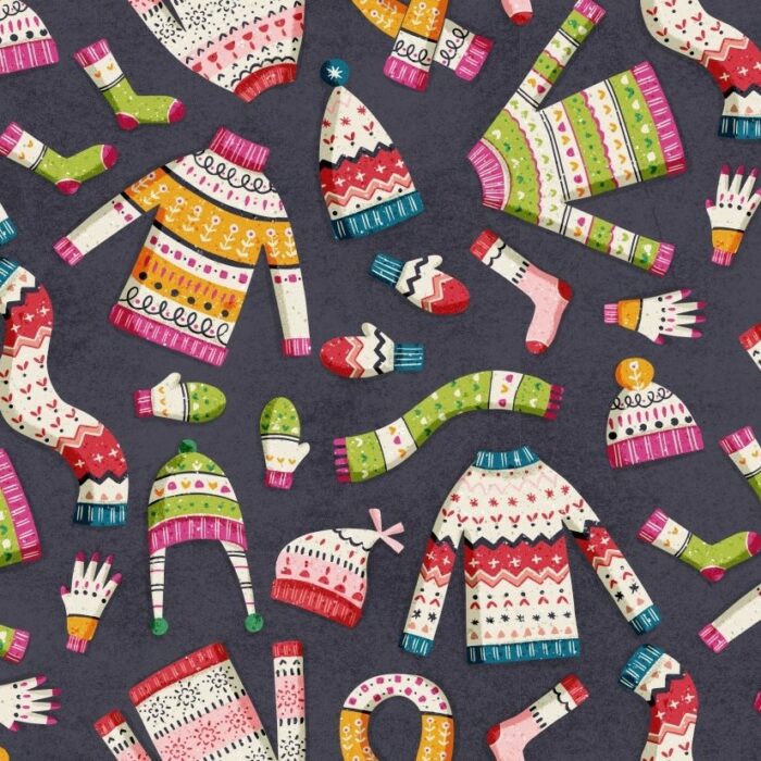 Tissu Imprimé Pulls de Noel, 7 tissus au choix