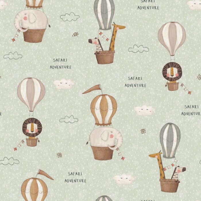 Tissu Imprimé Safari Ballons Pastel, 7 tissus au choix