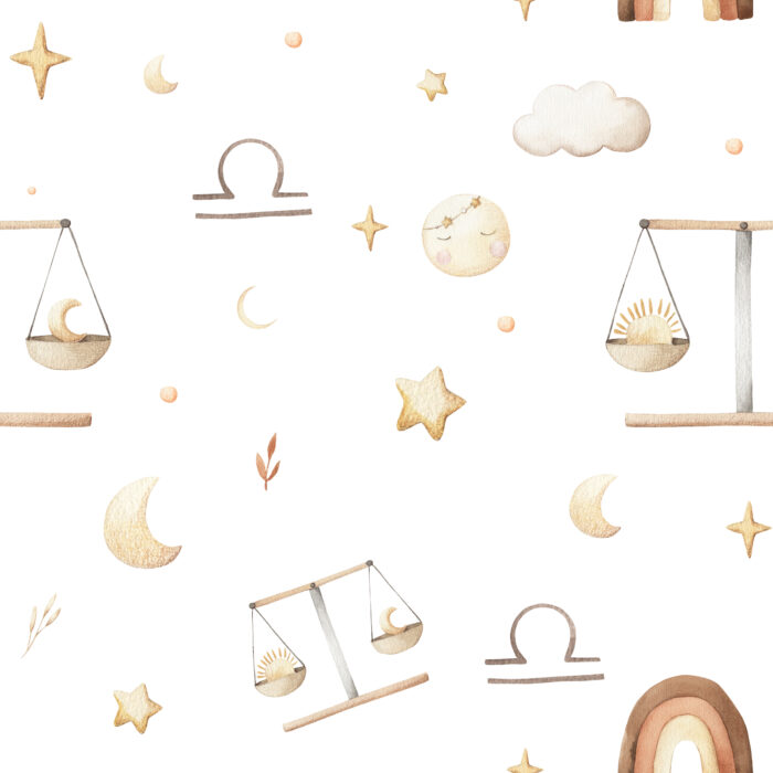 Tissu Imprimé Signe Astro Balance, 7 tissus au choix
