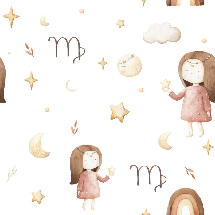 Tissu Imprimé Signe Astro Vierge Rose, 7 tissus au choix