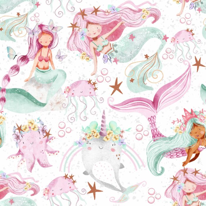 Tissu Imprimé Sirènes Magiques, 7 tissus au choix