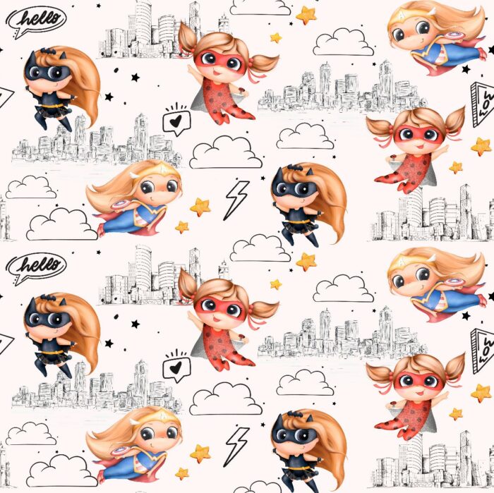 Tissu Imprimé Super Heros Fille, 7 tissus au choix