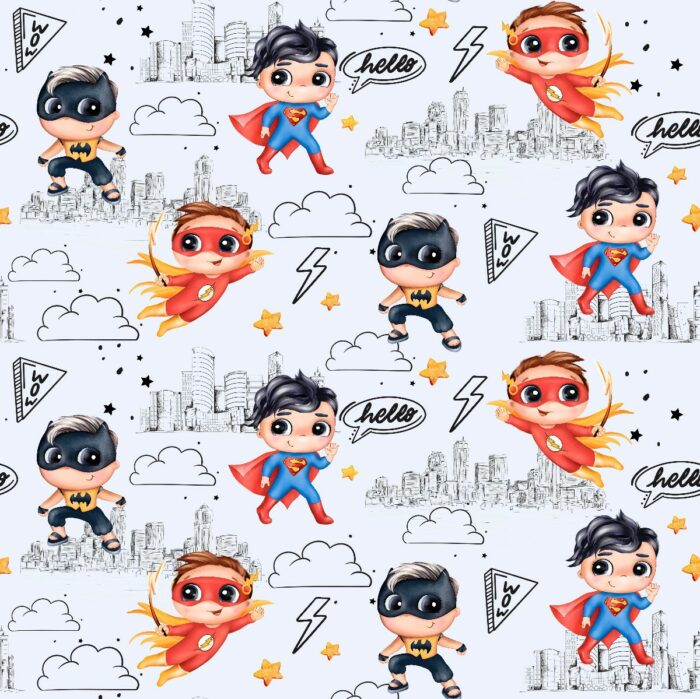Tissu Imprimé Super Heros Garcon, 7 tissus au choix