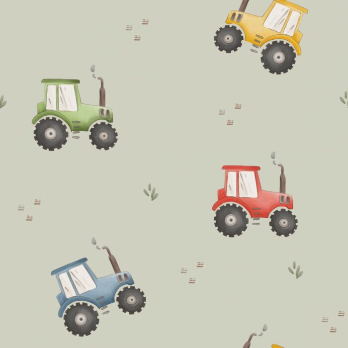 Tissu Imprimé Tracteur Couleurs, 7 tissus au choix