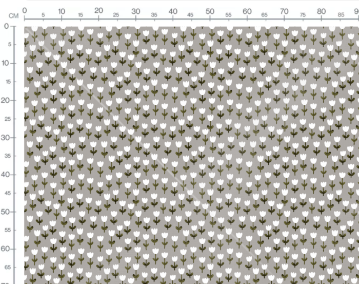 Tissu Imprimé Tulipes Blanc Gris, 7 tissus au choix – Image 3