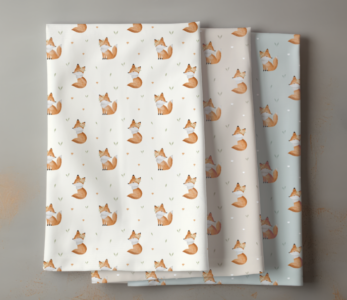 Tissu Imprimé Renard Fleuri Vert, 7 tissus au choix – Image 4