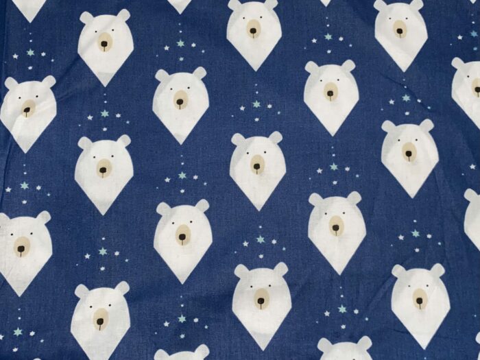 Tissu imprimé Toile de coton Premium Ours Bleu, 4 mètres