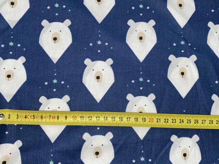 Tissu imprimé Toile de coton Premium Ours Bleu, 4 mètres – Image 3