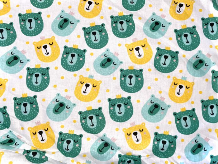 Tissu imprimé Toile de coton Premium Oursons, 2,5 mètres