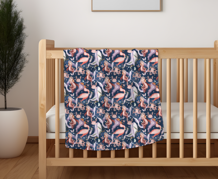 Tissu Exclusif Marin Sirènes Magiques Bleu, 7 tissus au choix – Image 4