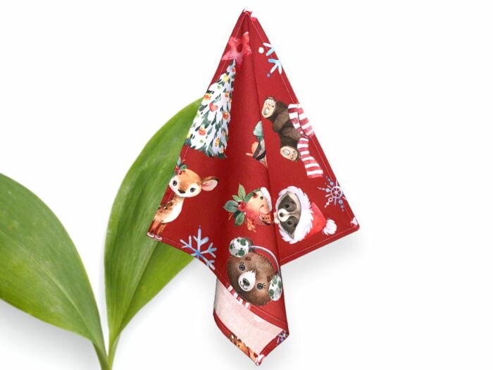 Serviette de table Enfant Noel Animaux de la Foret, Lot de 2 – Image 2