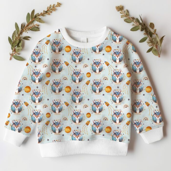Tissu Imprimé Designer Cerf Mignon Planètes, 10 tissus au choix – Image 3