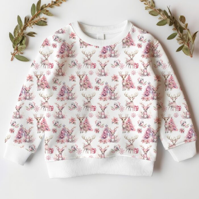 Tissu Exclusif Noel Rose Renne Mignon, 7 tissus au choix – Image 4