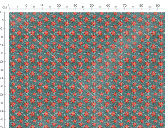 Tissu Imprimé Fleurs de Noel Bleu, 7 tissus au choix – Image 2