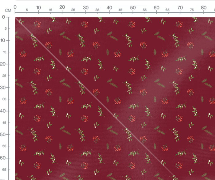 Tissu Imprimé Gui Brindilles Rouge, 7 tissus au choix – Image 2