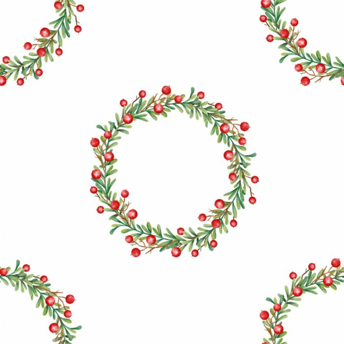 Tissu Imprimé Gui Couronne Blanc, 7 tissus au choix
