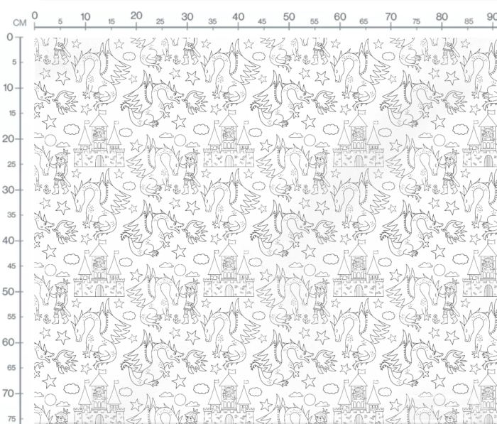 Tissu Exclusif Dragon et Chevalier A Colorier, 7 tissus au choix – Image 2