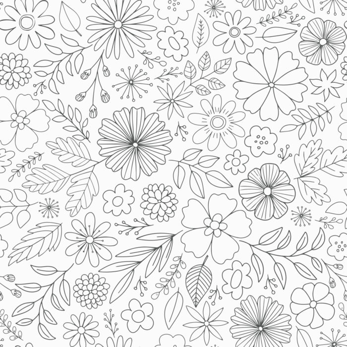 Tissu Imprimé Fleurs A Colorier, 7 tissus au choix