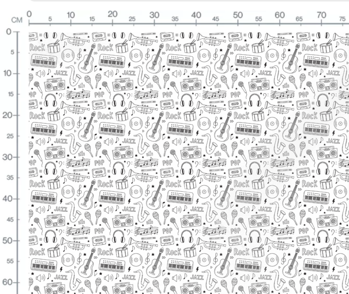 Tissu Imprimé Musique A Colorier, 7 tissus au choix – Image 2