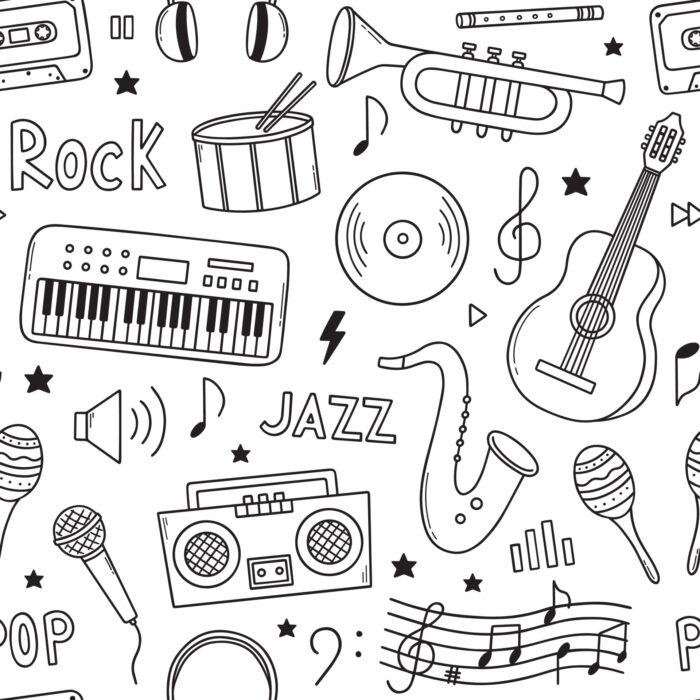 Tissu Imprimé Musique A Colorier, 7 tissus au choix