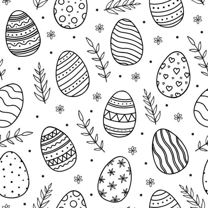 Tissu Imprimé Oeufs de Paques A Colorier, 7 tissus au choix