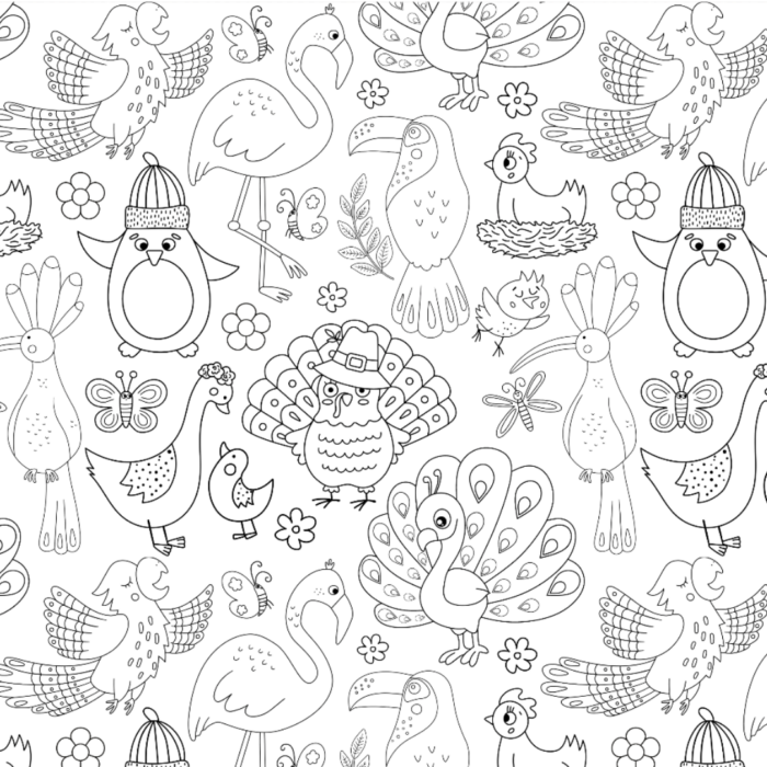 Tissu Exclusif Oiseaux A Colorier, 7 tissus au choix