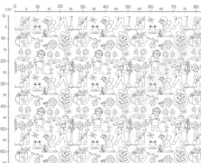 Tissu Exclusif Petits Jardiniers A Colorier, 7 tissus au choix – Image 3