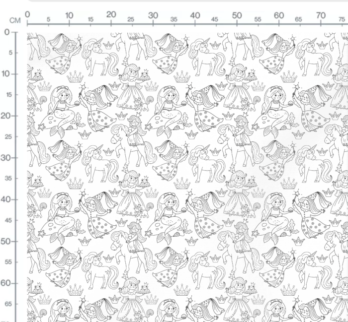 Tissu Exclusif Princesse Fée Sirène A Colorier, 7 tissus au choix – Image 2