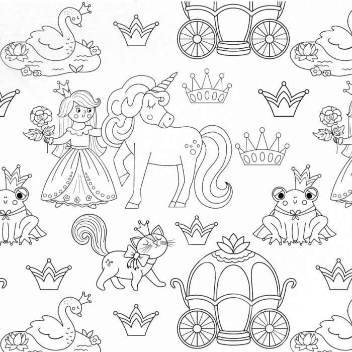 Tissu Exclusif Princesse Licorne A Colorier, 10 tissus au choix