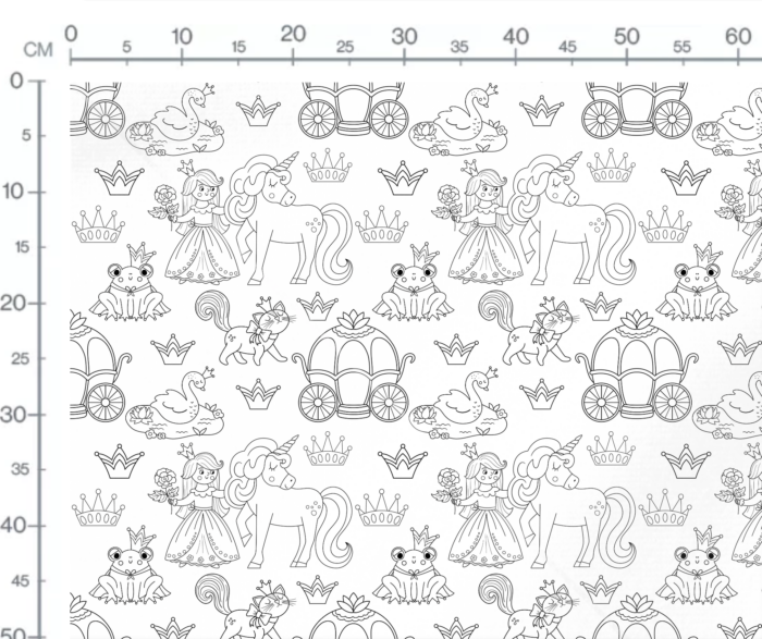Tissu Exclusif Princesse Licorne A Colorier, 10 tissus au choix – Image 3