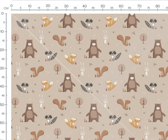 Tissu Imprimé Animaux de la Forêt Beige, 7 tissus au choix – Image 2