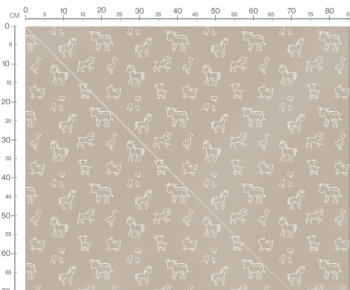 Tissu Imprimé Animaux Ferme Dessin Beige, 7 tissus au choix – Image 3