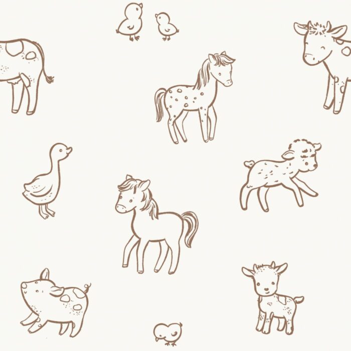 Tissu Imprimé Animaux Ferme Dessin Clair, 7 tissus au choix