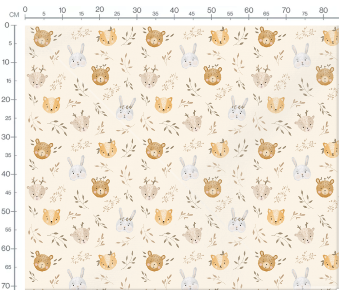 Tissu Imprimé Animaux Foret Adorable Crème, 10 tissus au choix – Image 2