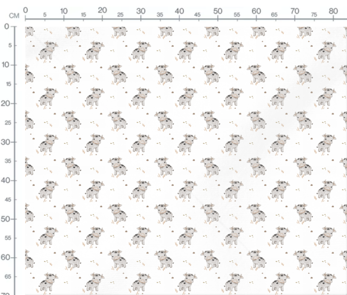 Tissu Imprimé Animaux Mignons Vache, 7 tissus au choix – Image 3