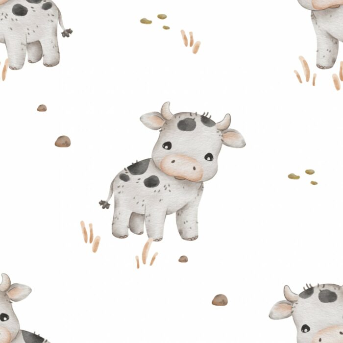 Tissu Imprimé Animaux Mignons Vache, 7 tissus au choix