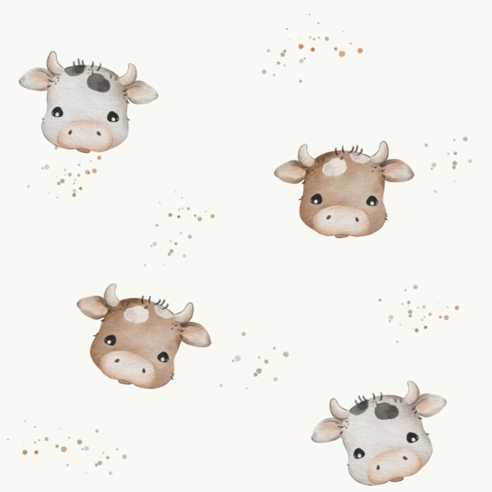Tissu Imprimé Animaux Mignons Vaches, 7 tissus au choix