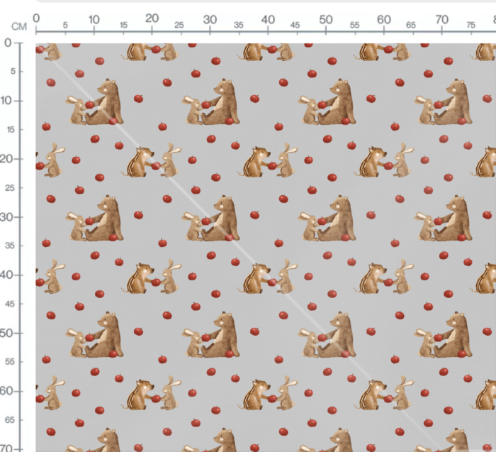 Tissu Imprimé Ourson Pommes Lapin Gris, 7 tissus au choix – Image 3