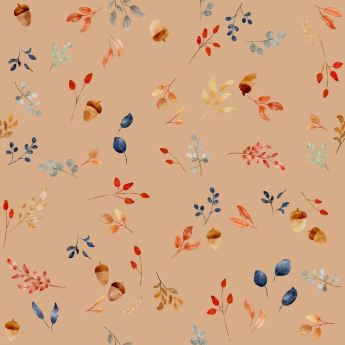 Tissu Imprimé Brindilles Automne Beige, 10 tissus au choix