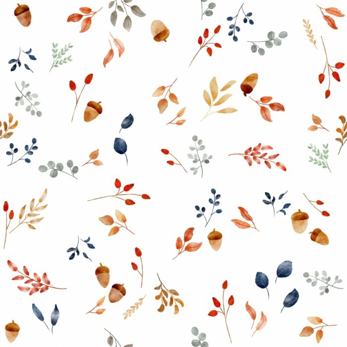 Tissu Imprimé Brindilles Automne Blanc, 10 tissus au choix