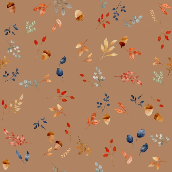 Tissu Imprimé Brindilles Automne Marron, 10 tissus au choix