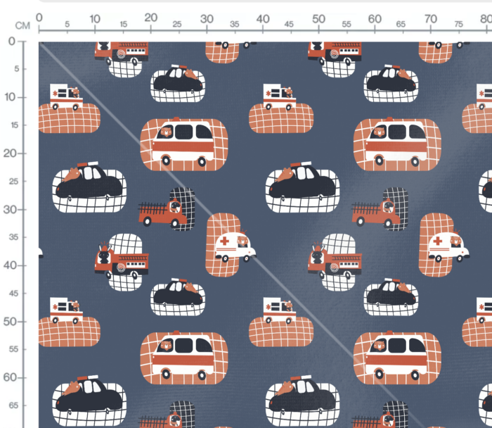 Tissu Imprimé Camions et Carreaux, 7 tissus au choix – Image 3